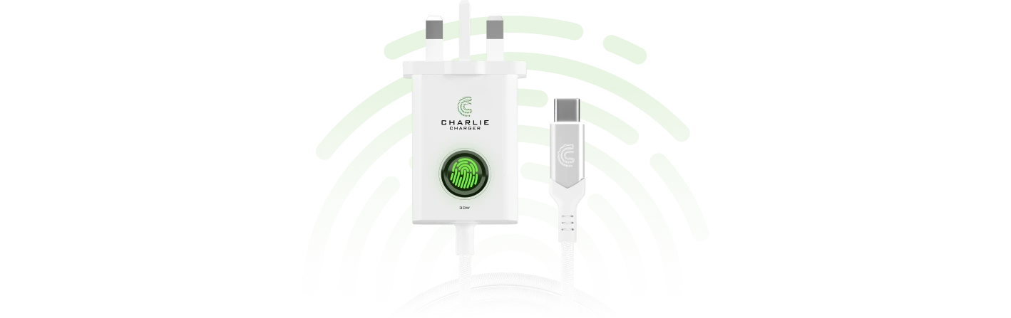 Charlie Charger fingerprint-secured USB-C wall charger
